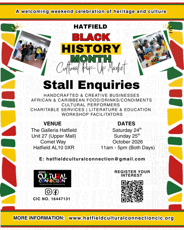 Black History Month Cultural Pop-Up Market and Workshop Weekend In Hatfield
